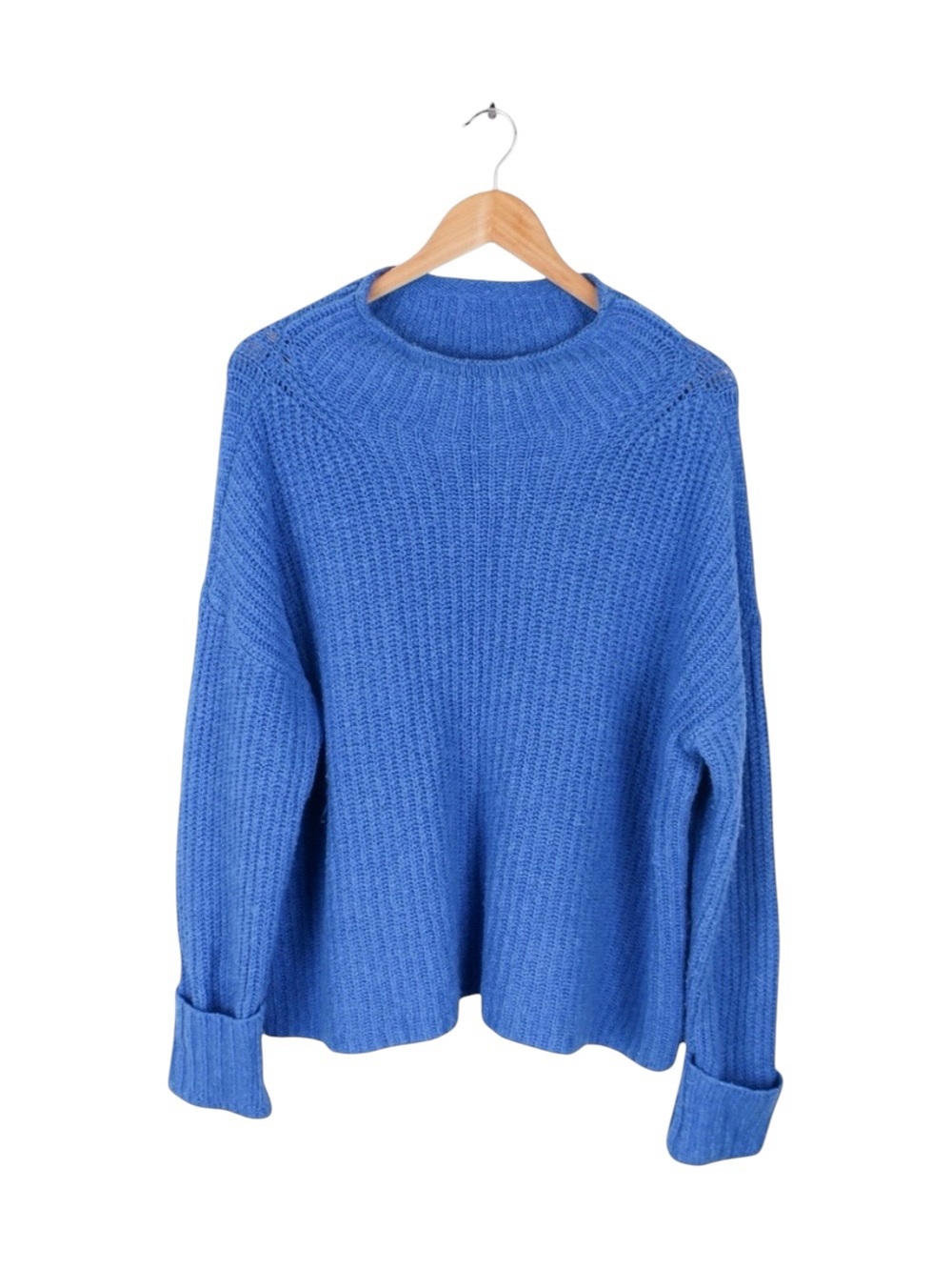 Maeve Anthropologie Blue Chunky‎ Knit Crewneck Sweater Women's Size Large